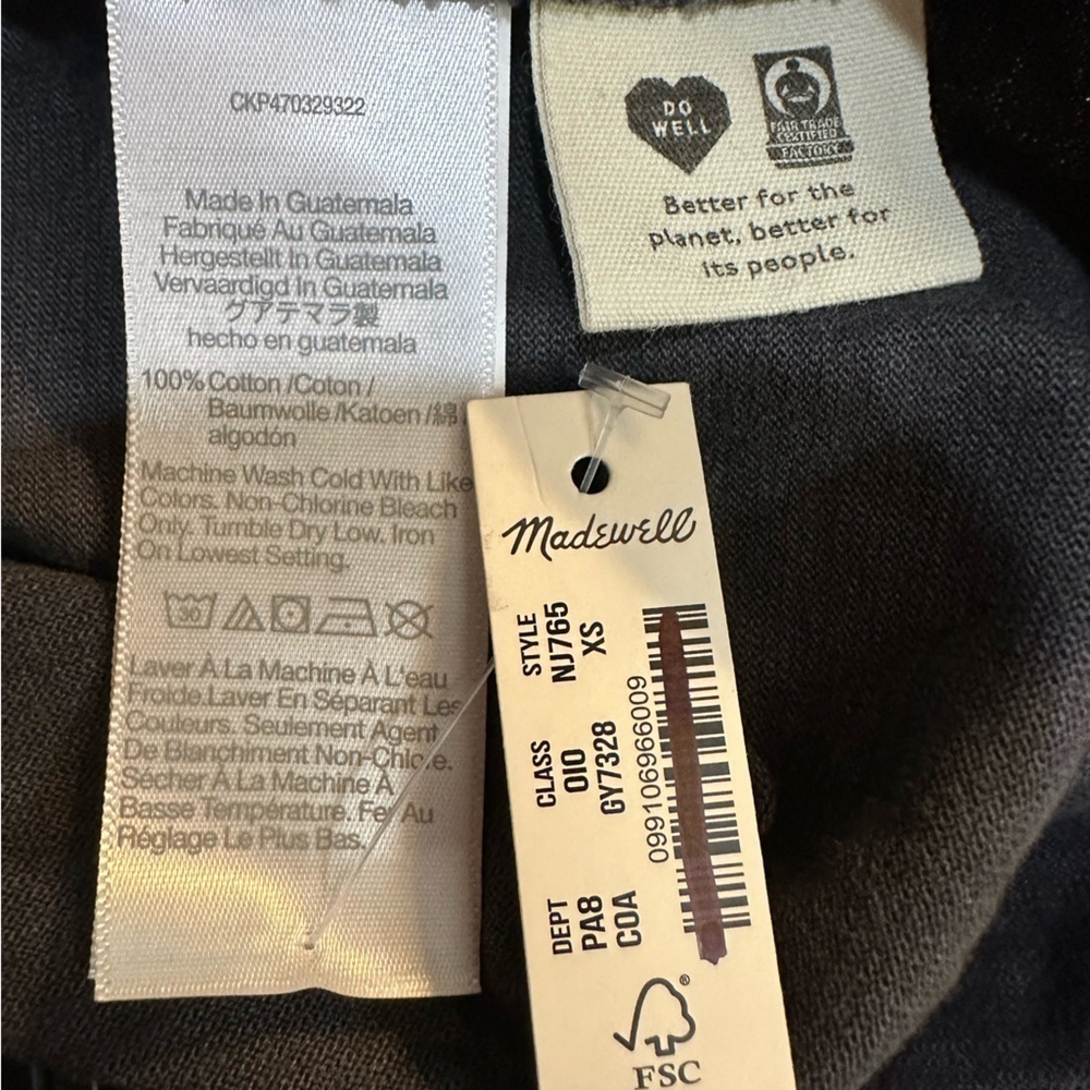Madewell Black Garment Dyed Raglan Henley Tee XS - Picture 8 of 11